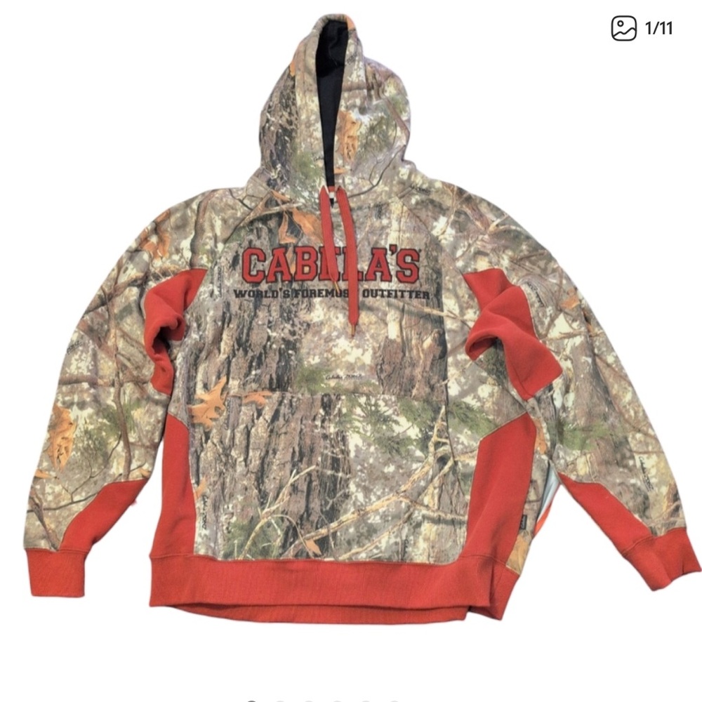 Cabela's Hoodie Camo XL Men's Vintage Y2K  Zonz Outdoor Hunting Pullover